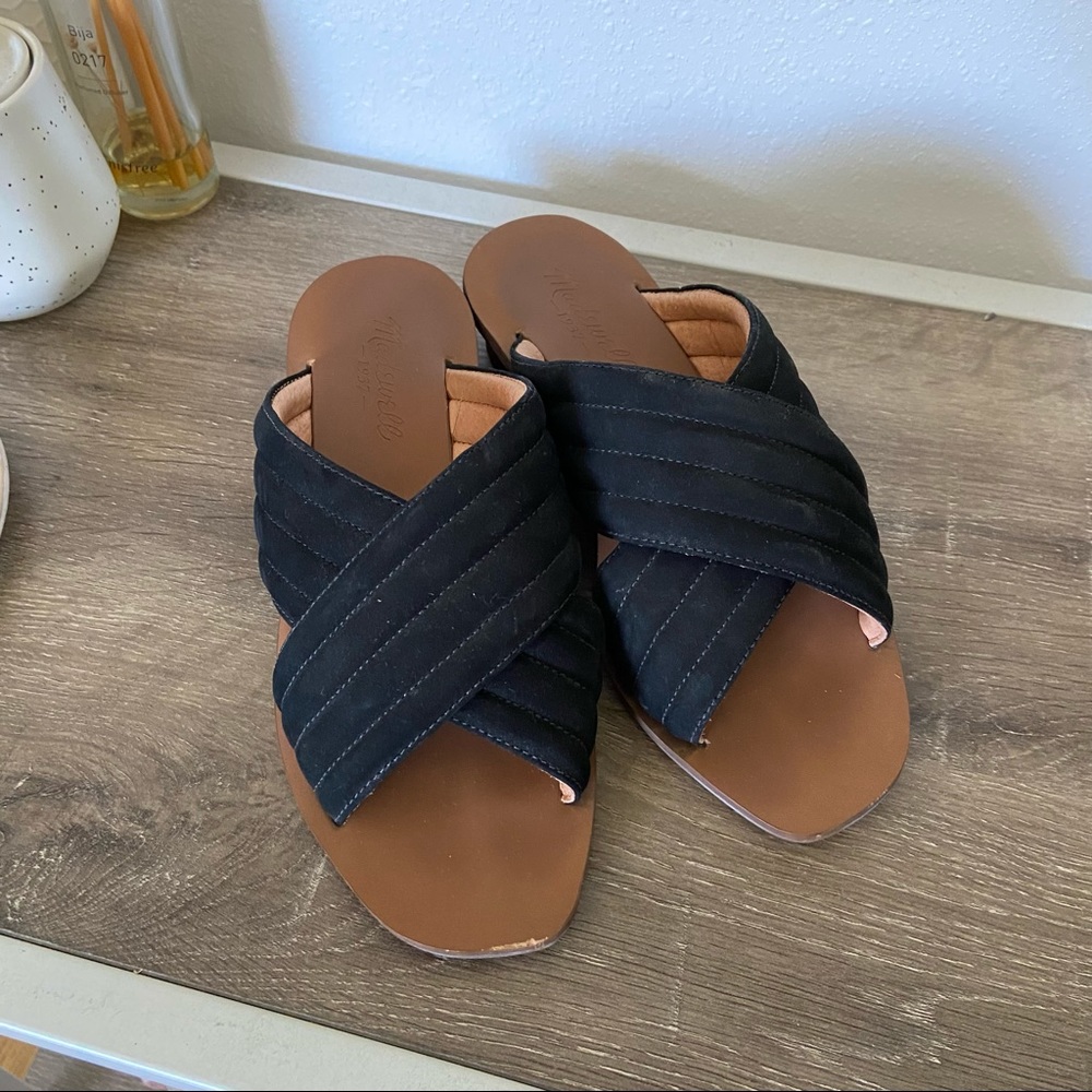 Madewell Black Suede Criss Cross Skylar Sandal